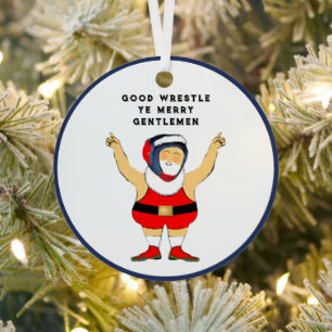 Wrestling Christmas Wrestler Metal Ornament
