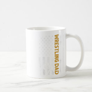 Wrestling Dad T American Flag 4th Of July Fathers  Coffee Mug