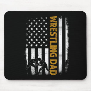Wrestling Dad T American Flag 4th Of July Fathers  Mouse Pad