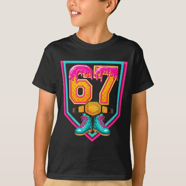 Wrestling Drip Number 67 Wrestling Player  T-Shirt (Front)