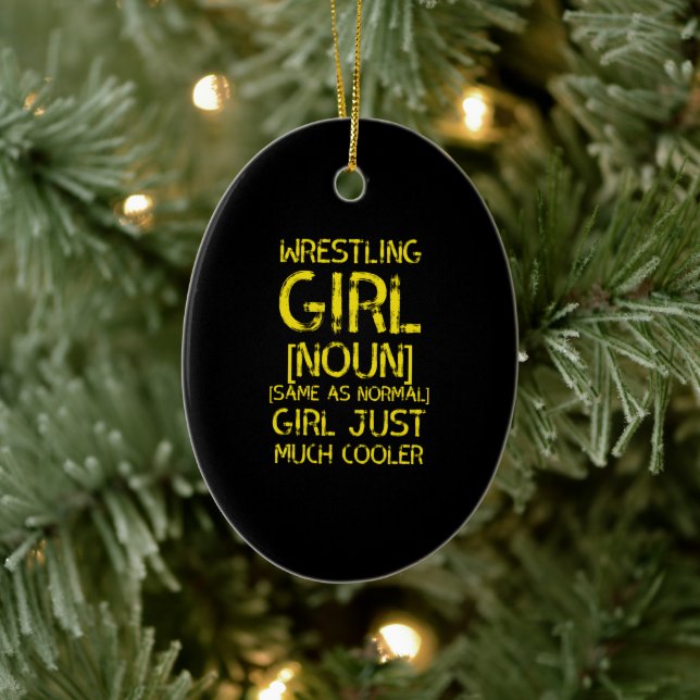 wrestling  girl much cooler ceramic ornament (Tree)