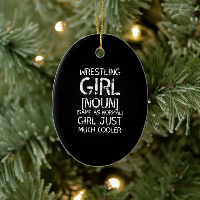 wrestling  girl much cooler wrestling  girl much ceramic ornament (Tree)