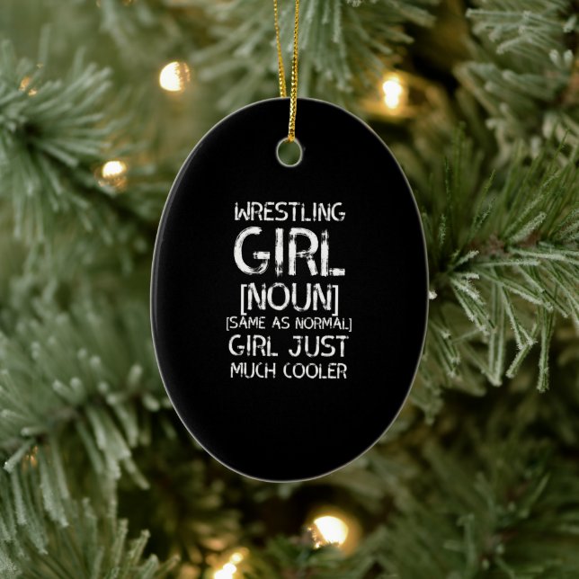 wrestling  girl white ceramic ornament (Tree)