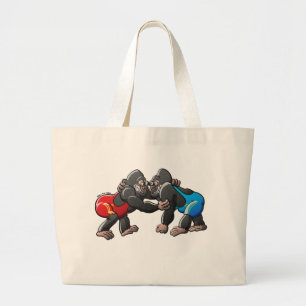 Wrestling Gorillas Large Tote Bag