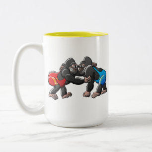 Wrestling Gorillas Two-Tone Coffee Mug