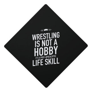 Wrestling hobby white graduation cap topper