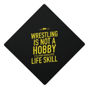 Wrestling hobby yellow graduation cap topper