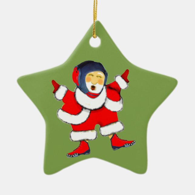 Wrestling Holiday Gift Ceramic Ornament (Front)