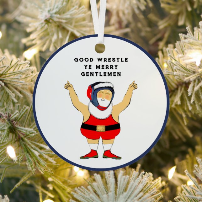Wrestling Holiday Gift Metal Ornament (Insitu)