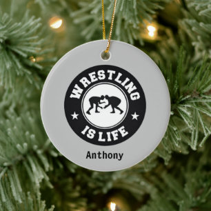 Wrestling Is Life Christmas Ceramic Ornament