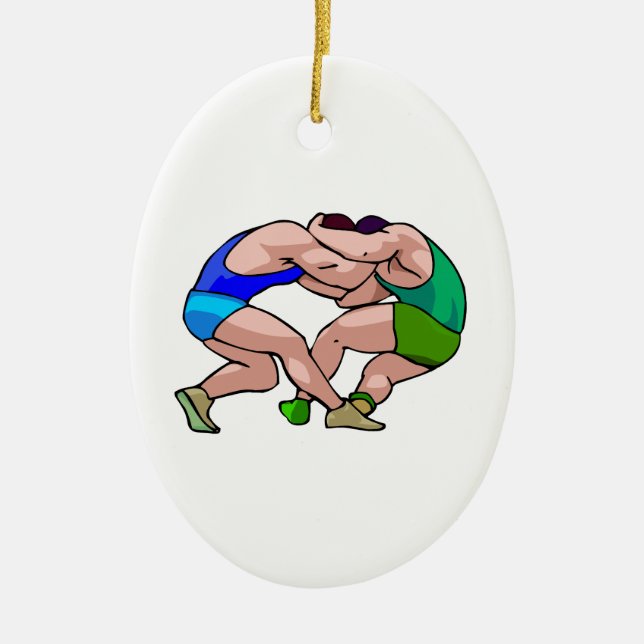 wrestling lock graphic ceramic ornament (Front)
