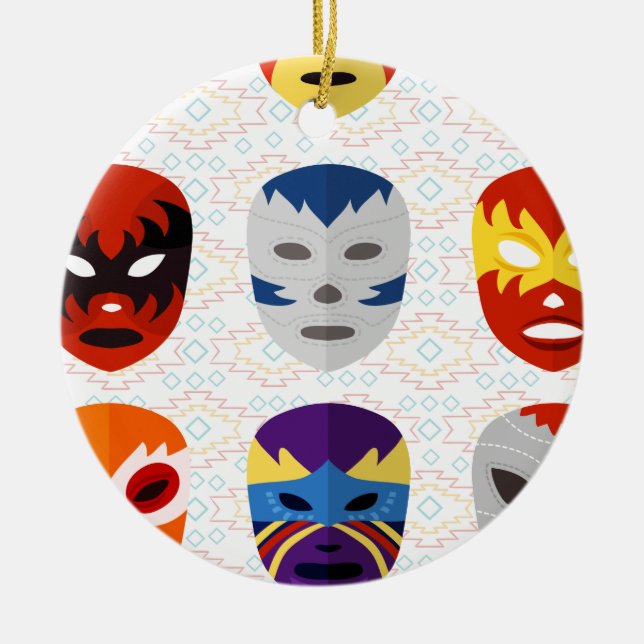 Wrestling Masks Ceramic Ornament (Front)