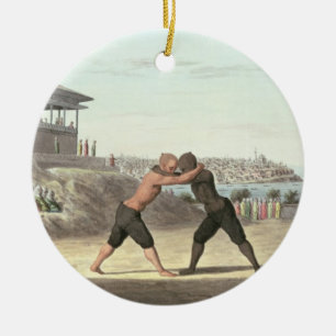 Wrestling Match, Constantinople (w/c on paper) Ceramic Ornament