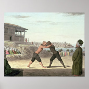 Wrestling Match, Constantinople (w/c on paper) Poster