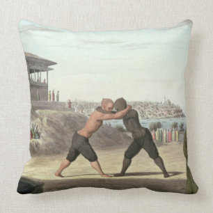 Wrestling Match, Constantinople (w/c on paper) Throw Pillow