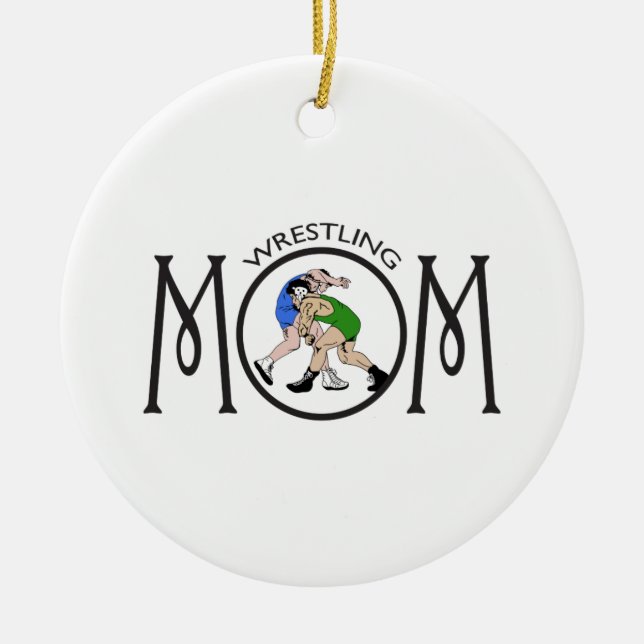 WRESTLING MOM CERAMIC ORNAMENT (Front)