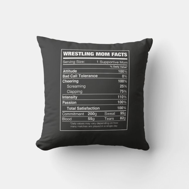 wrestling mom facts throw pillow (Front)