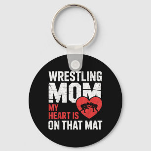 Wrestling Mom Heart is on That Mat Wrestler Girl Keychain