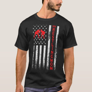 Wrestling Mom Wrestler Mama Vintage American Flag T-Shirt