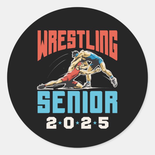Wrestling Senior Class of 2025 Graduation Classic Round Sticker (Front)