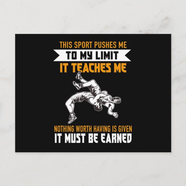 Wrestling Sports Limit Earned Martial Arts Postcard (Front)