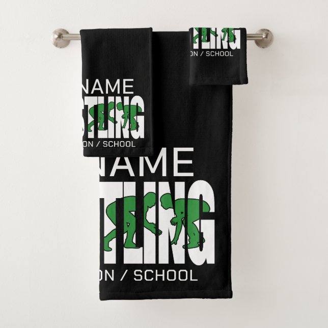 Wrestling Team ADD TEXT School Varsity Wrestler Bath Towel Set (Insitu)