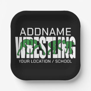 Wrestling Team ADD TEXT School Varsity Wrestler Paper Plate