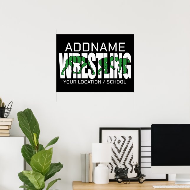 Wrestling Team ADD TEXT School Varsity Wrestler  Poster (Home Office)