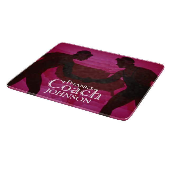 Wrestling Thanks Coach Silhouette Red Cutting Board (Corner)