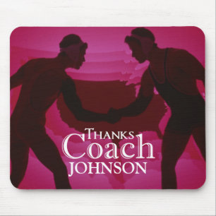 Wrestling Thanks Coach Silhouette Red Mouse Pad