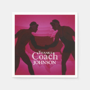 Wrestling Thanks Coach Silhouette Red Napkin