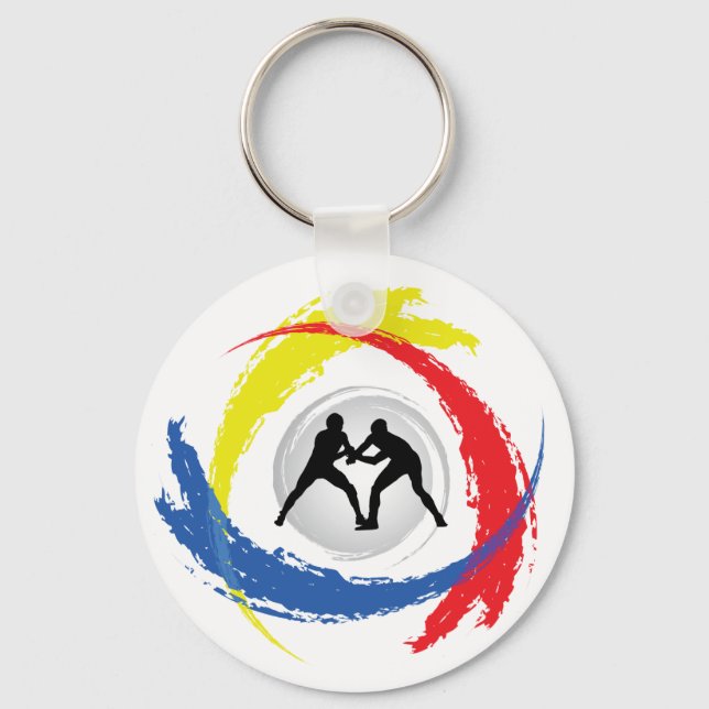 Wrestling Tricolor Emblem Keychain (Front)