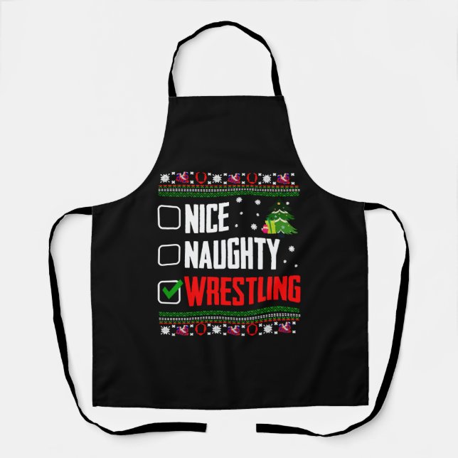 Wrestling Ugly Christmas Apron (Front)