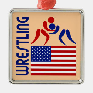 Wrestling United States Metal Ornament