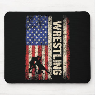 Wrestling Usa American Flag Shirt Wrestle 4th Of J Mouse Pad