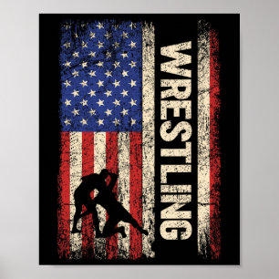 Wrestling Usa American Flag Shirt Wrestle 4th Of J Poster