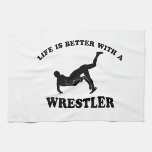 Wrestling Vector Designs Kitchen Towel