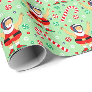 Wrestling Wrestler Christmas Holiday Gift Wrapping Paper