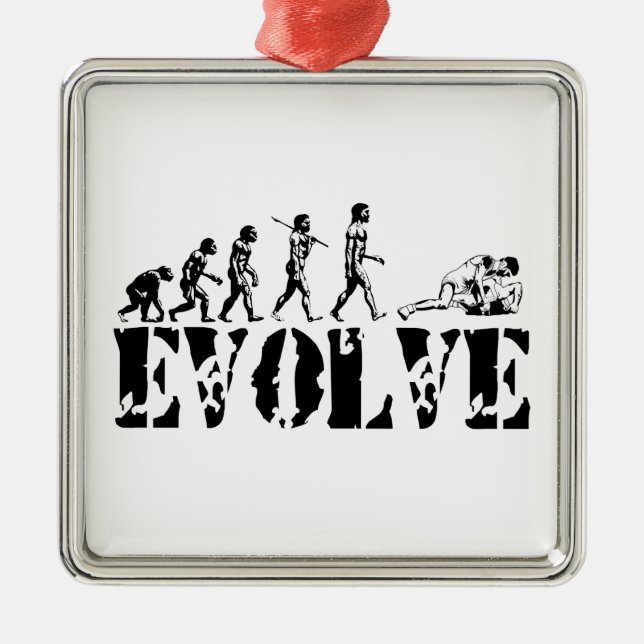 Wrestling Wrestler Grappling Sports Evolution Art Metal Ornament (Front)