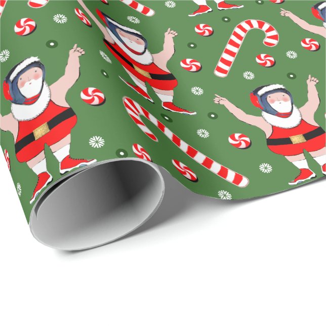 Wrestling Wrestler Noël Holiday Emballage cadeau d (Coin rond)