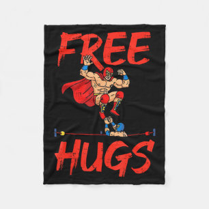 Wrestling Wrestlers Hug Funny Humor Meme Men Women Fleece Blanket