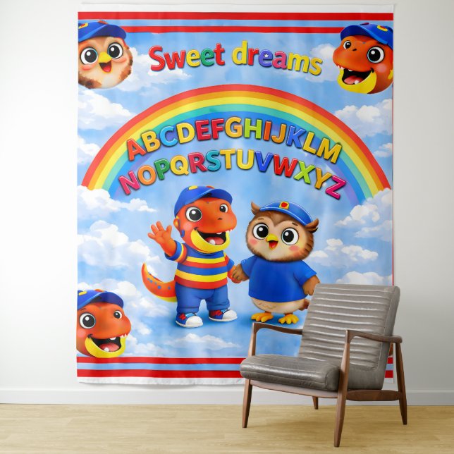 Wrexham hoot A rainbow sweet dreams, large wall ta Tapestry (In Situ)