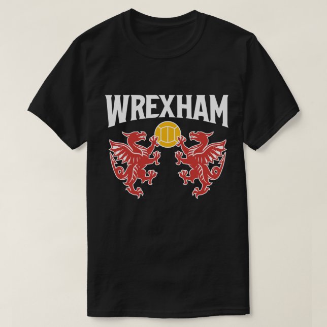 Wrexham Large Text with Dragons63 T-Shirt (Design Front)