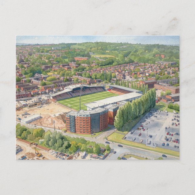 Wrexham Racecourse Ground Watercolour Art Postcard (Front)
