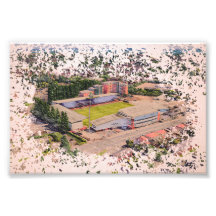 Wrexham Stadium Architecture Watercolour Art