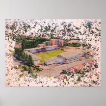 Wrexham Stadium Architecture Watercolour Art