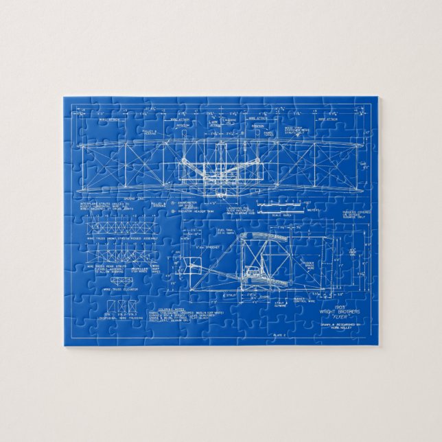 Wright Bros. "Flyer" Blueprint 1903 Jigsaw Puzzle (Horizontal)