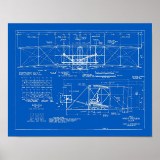 Wright Bros. "Flyer" Blueprint 1903 Poster