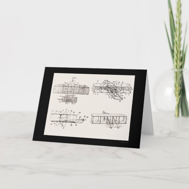 Wright Brothers Aeroplane Patent Plans 1908 Card (Front)