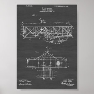Wright Brothers Airplane Patent - Chalkboard Poster